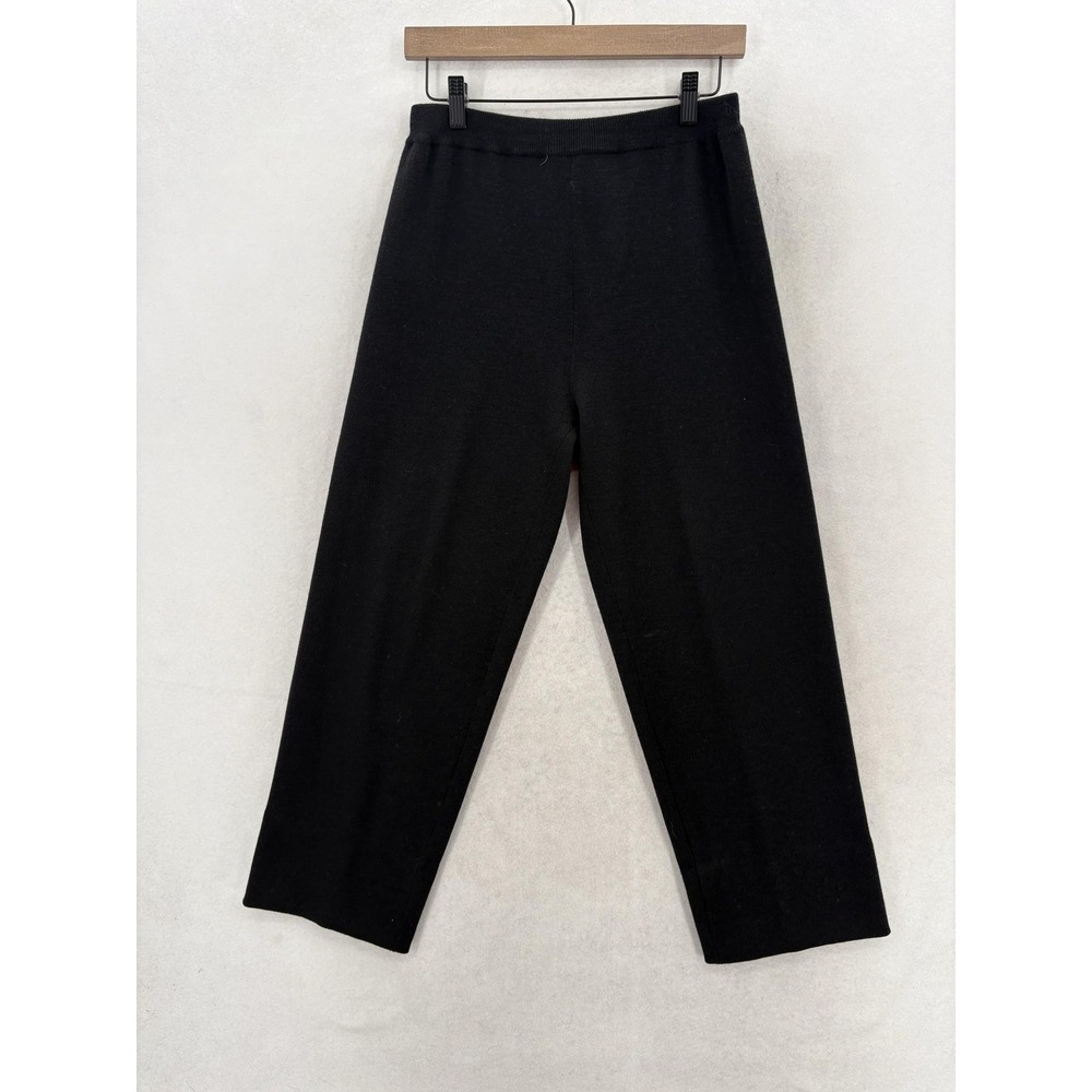 Eileen Fisher Pants Womens Small Black Wool Knit Pull On Straight Leg Relaxed